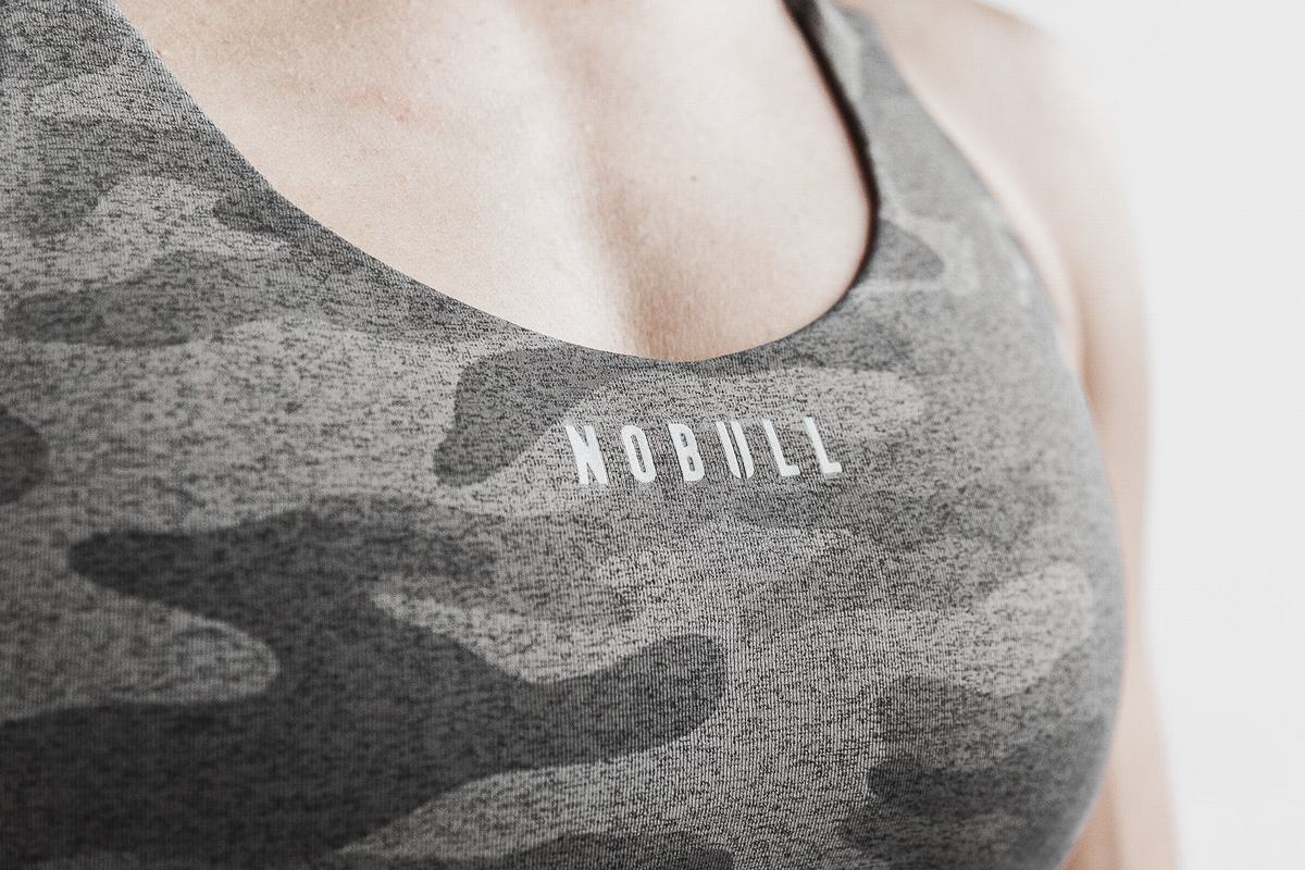 Nobull Pace Plush Heather Women's Sports Bras Dark Camo | Australia (JN3560)